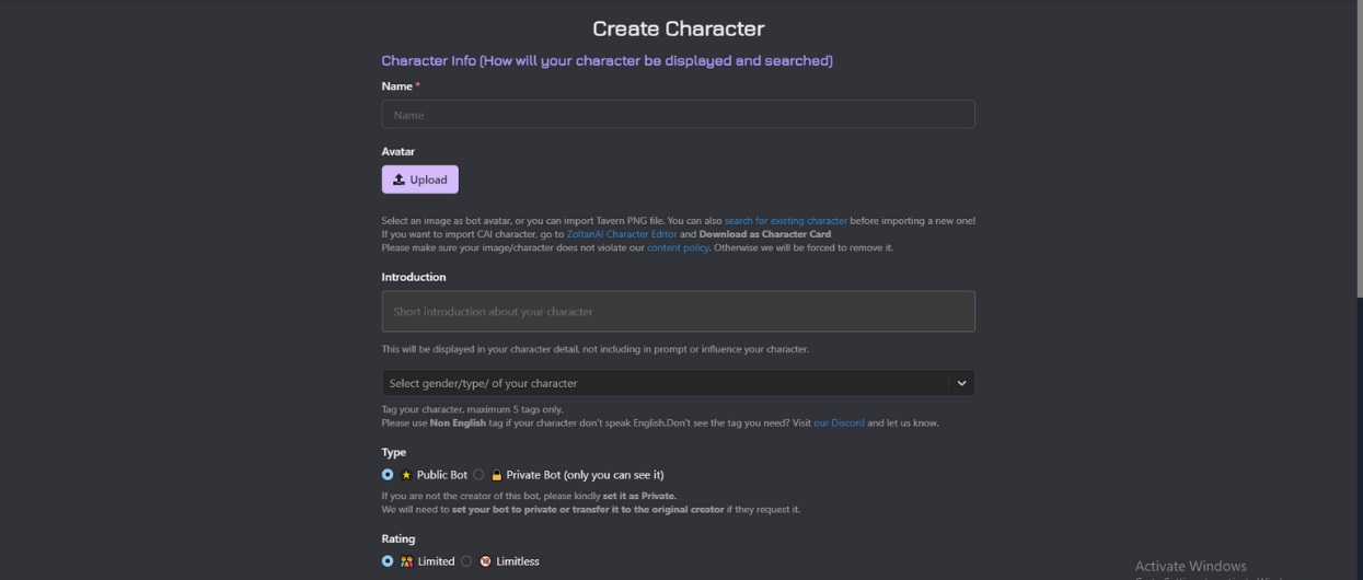 Name your character